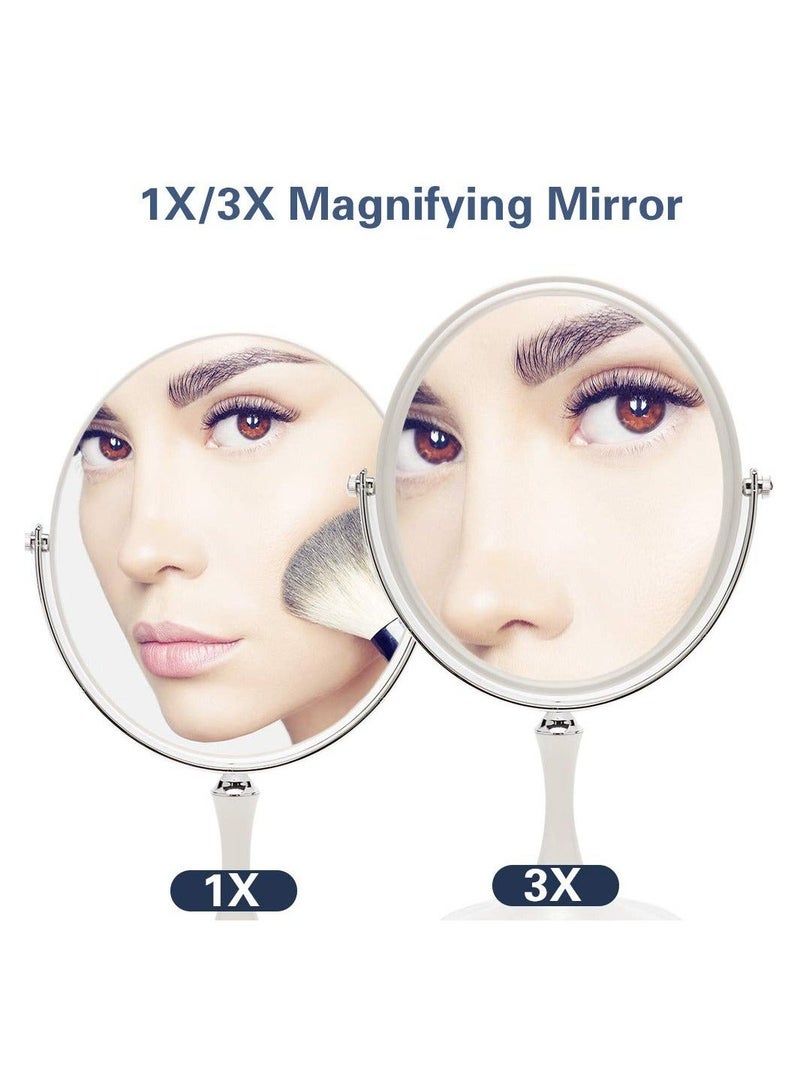 Captaintech Makeup Mirror, Vintage Table Mirror with Stand 8 inch Double Sided Swivel Magnifying Mirror, 1X/3X Magnification Desk Mirror, 13 Inch Height Standing Tabletop Makeup Vanity Mirror - Image 2