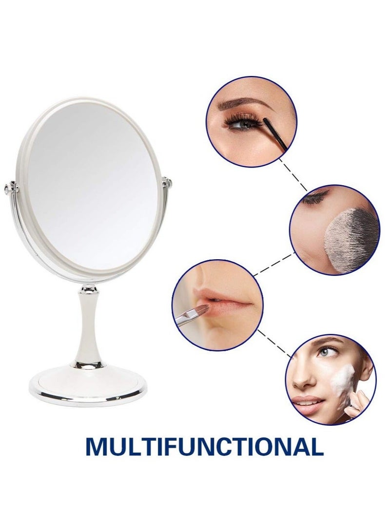 Captaintech Makeup Mirror, Vintage Table Mirror with Stand 8 inch Double Sided Swivel Magnifying Mirror, 1X/3X Magnification Desk Mirror, 13 Inch Height Standing Tabletop Makeup Vanity Mirror - Image 3