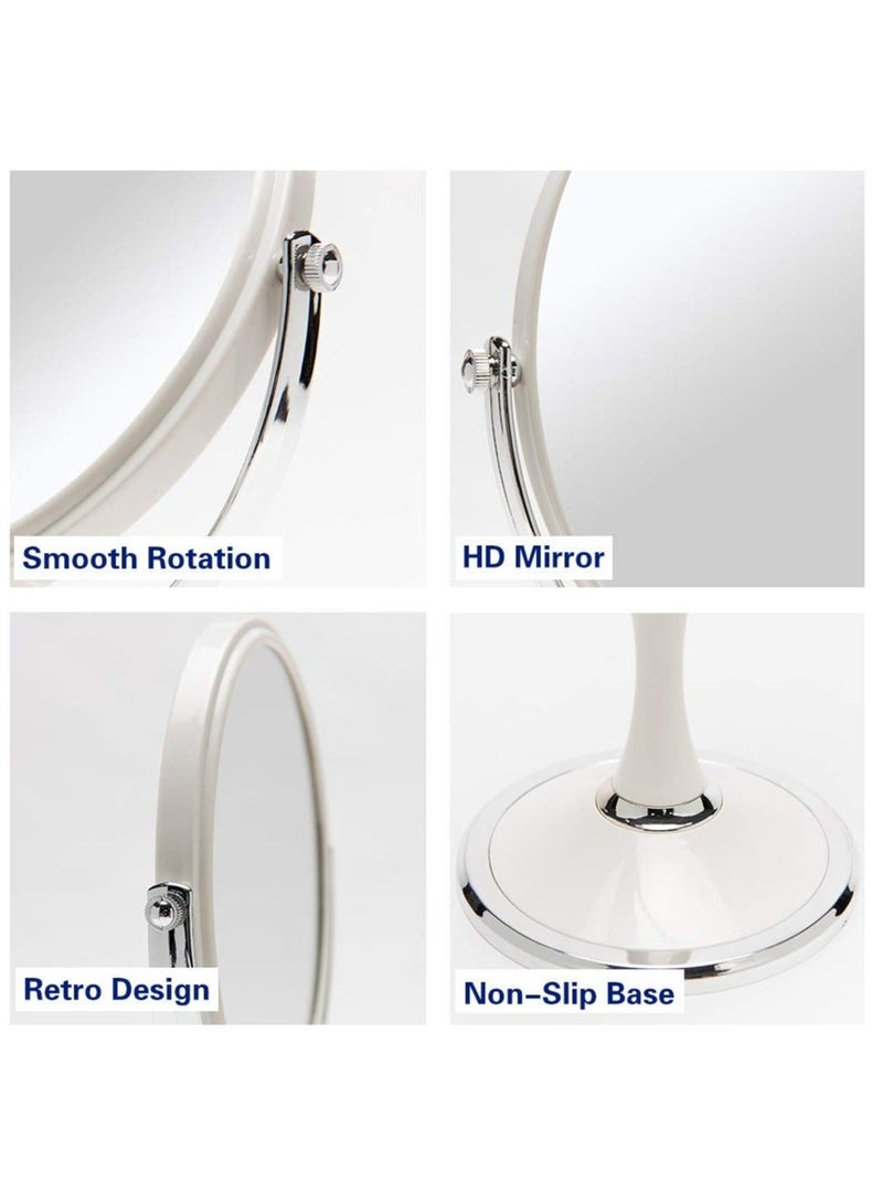 Captaintech Makeup Mirror, Vintage Table Mirror with Stand 8 inch Double Sided Swivel Magnifying Mirror, 1X/3X Magnification Desk Mirror, 13 Inch Height Standing Tabletop Makeup Vanity Mirror - Image 4