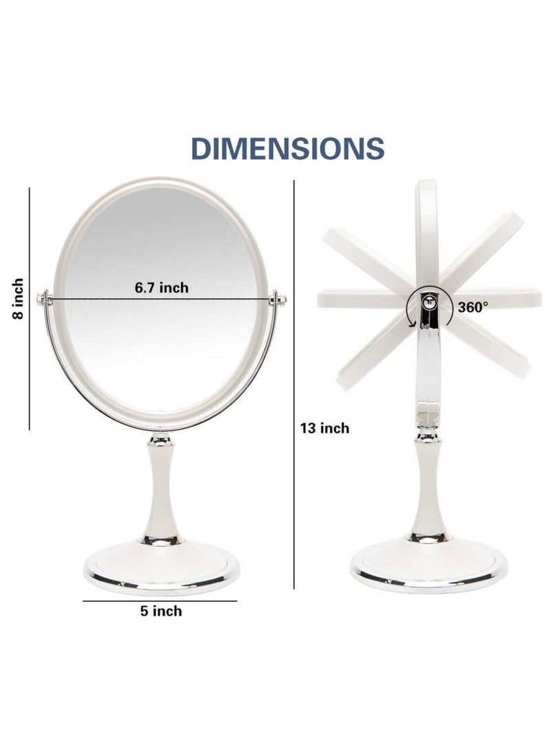 Captaintech Makeup Mirror, Vintage Table Mirror with Stand 8 inch Double Sided Swivel Magnifying Mirror, 1X/3X Magnification Desk Mirror, 13 Inch Height Standing Tabletop Makeup Vanity Mirror - Image 5