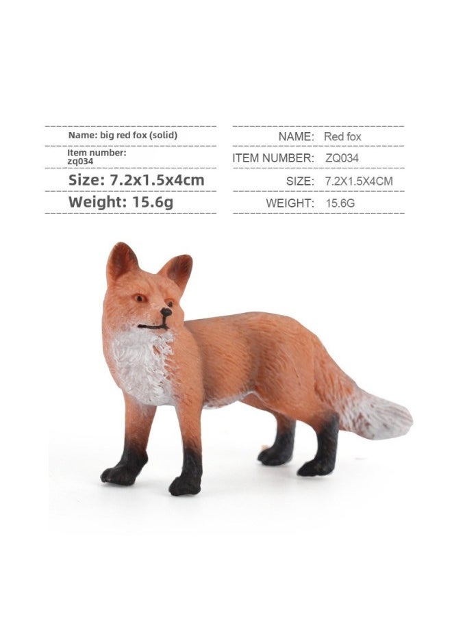 Simulation Solid Wild Fox Model Red Fox Big White Fox Arctic Fox Red Fox Static Children's Hand-made Ornaments-Colour:Zq034 Big Red Fox (solid) 15.6g  - Image 1