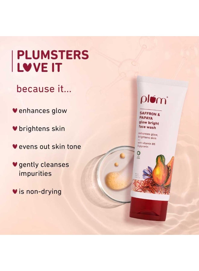 Plum Saffron Papaya Glow  Brightening Face Wash with Vitamin B5  Boosts Glow Brightens Skin  Non Drying  All Skin Types  Bright Gel Face Wash for Women  Men for All Skin Types 100ml - Image 3