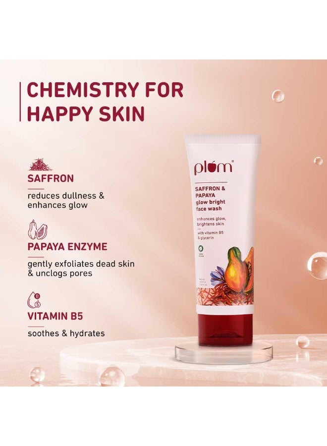 Plum Saffron Papaya Glow  Brightening Face Wash with Vitamin B5  Boosts Glow Brightens Skin  Non Drying  All Skin Types  Bright Gel Face Wash for Women  Men for All Skin Types 100ml - Image 2