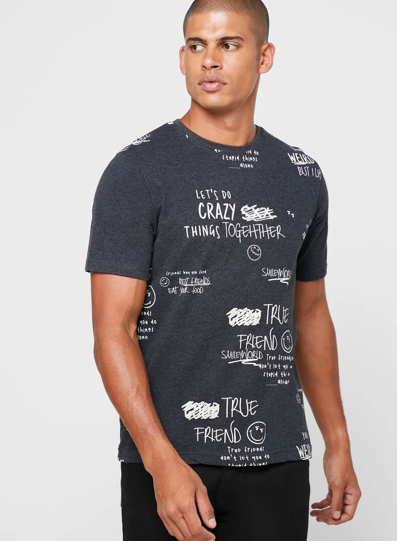 SP Characters Slogan Crew Neck T-Shirt