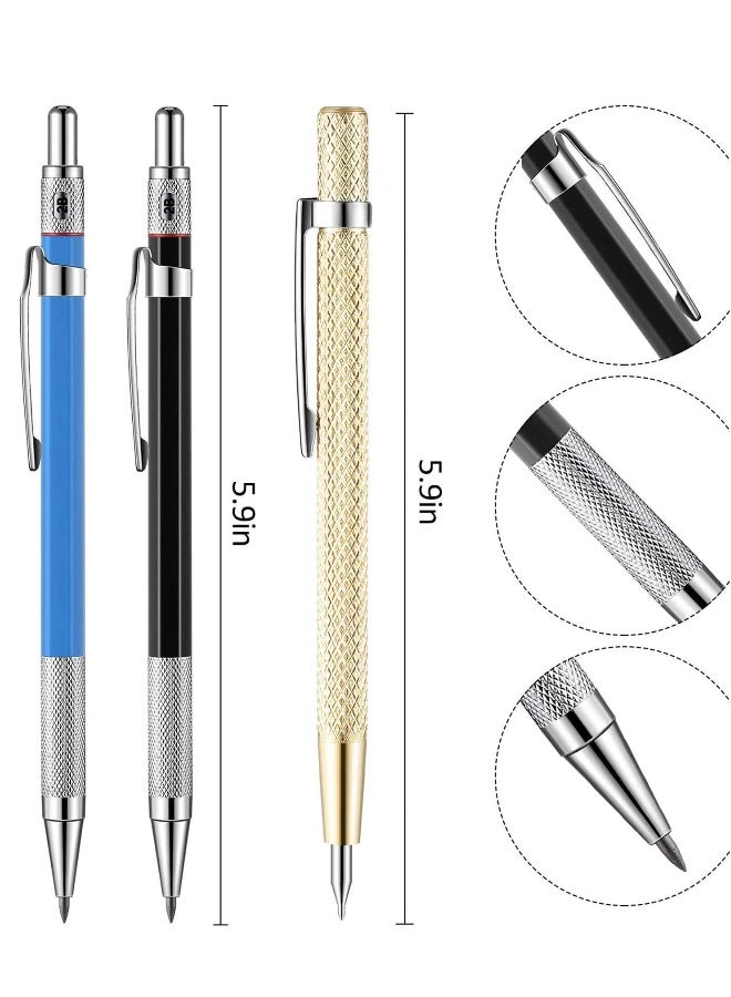 Generic Woodworking Pencil with Marker Pen Core and Carbide Marking Tool 3 Pieces with 10 Refills, Carpenters Drawing Pencils for ceramics, Hardened Steel - Image 5