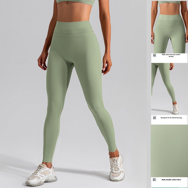 High Waist Tummy Control Yoga Pants for Women Beige White  - Image 4