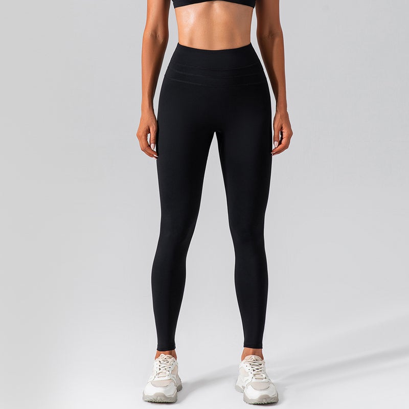High Waist Tummy Control Yoga Pants for Women Beige White  - Image 2