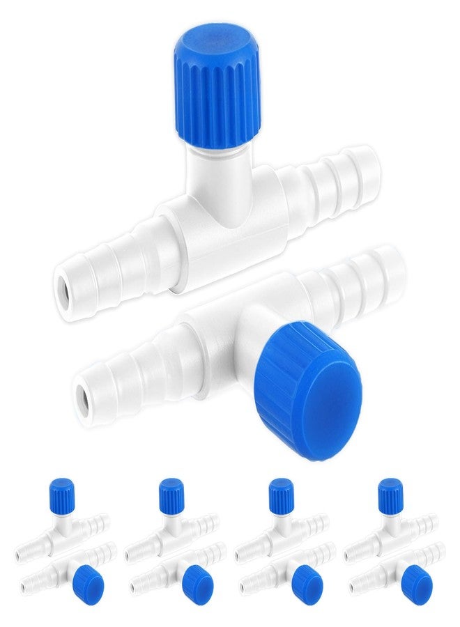 Psyqtsuary Aquarium Air Valve, 10 Pcs Aquarium Air Pump Control Valves T Shaped Single Way Plastic Air Flow Control Regulator Aquarium Air Pump Accessories for Fish Tank 3/16" ID Tubing (Blue White) - Image 1