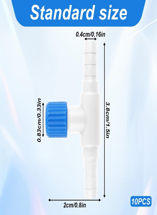 Psyqtsuary Aquarium Air Valve, 10 Pcs Aquarium Air Pump Control Valves T Shaped Single Way Plastic Air Flow Control Regulator Aquarium Air Pump Accessories for Fish Tank 3/16" ID Tubing (Blue White) - Image 2