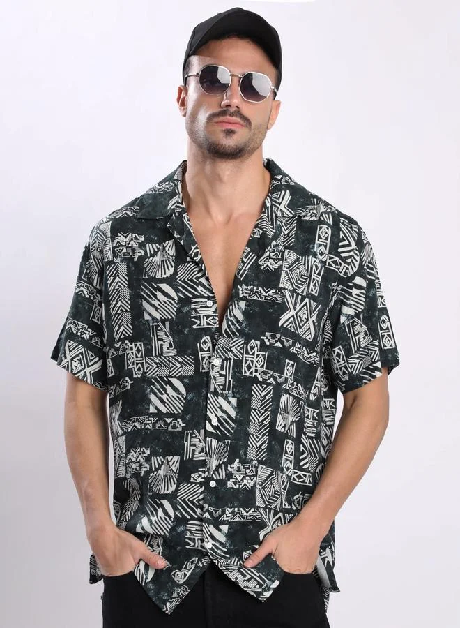 Styli Men All Over Print Relaxed Fit Shirt By Bene Kleed