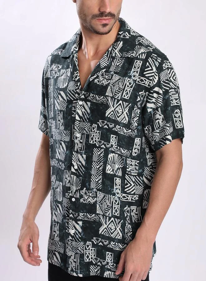 Styli Men All Over Print Relaxed Fit Shirt By Bene Kleed