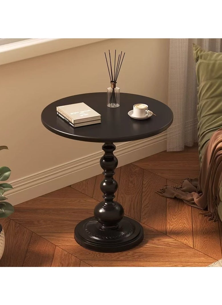 EXCLIFE - Black Nordic Sofa Side Cabinet Living Room Home Small Coffee Table Modern Minimalist Corner, Metal Iron Outdoor Round Table Weather Resistant Anti-Rust Outdoor End Table 52X40X40 cm - Image 1