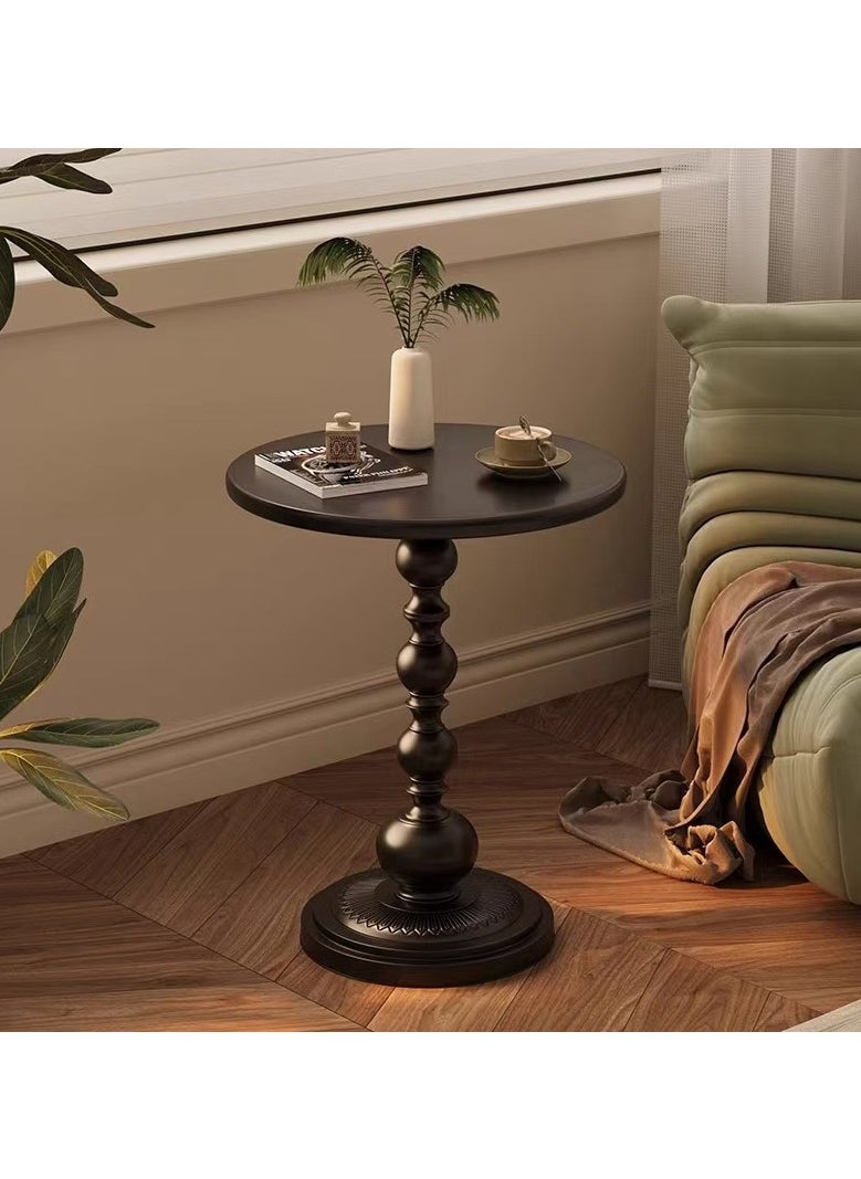 EXCLIFE - Black Nordic Sofa Side Cabinet Living Room Home Small Coffee Table Modern Minimalist Corner, Metal Iron Outdoor Round Table Weather Resistant Anti-Rust Outdoor End Table 52X40X40 cm - Image 1