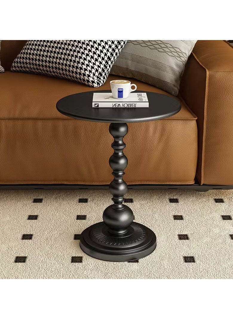 EXCLIFE - Black Nordic Sofa Side Cabinet Living Room Home Small Coffee Table Modern Minimalist Corner, Metal Iron Outdoor Round Table Weather Resistant Anti-Rust Outdoor End Table 52X40X40 cm - Image 1