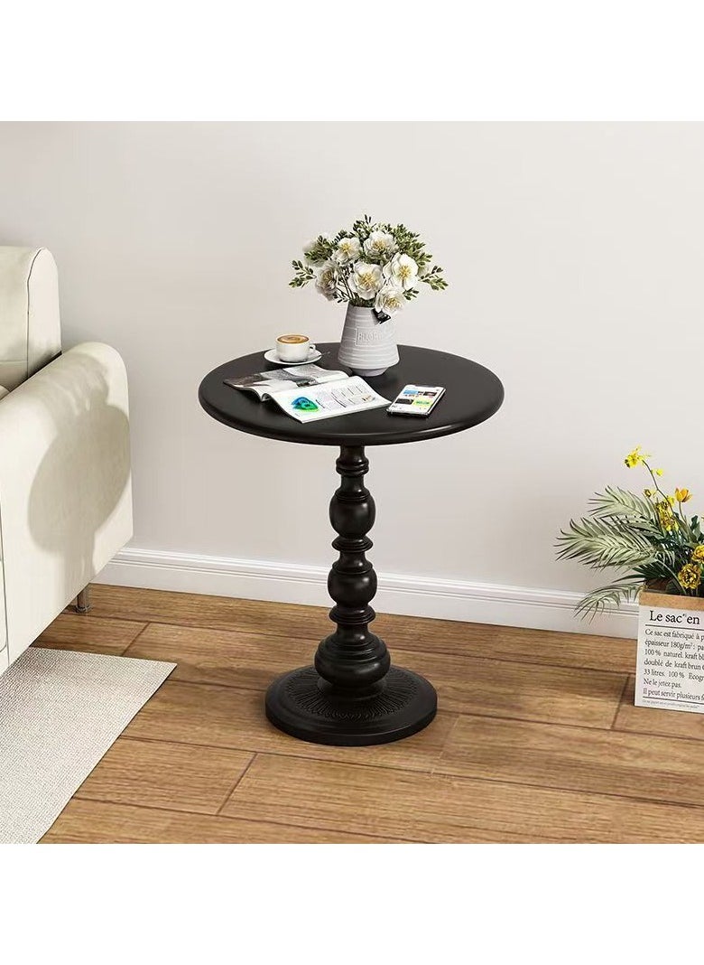 EXCLIFE - Black Nordic Sofa Side Cabinet Living Room Home Small Coffee Table Modern Minimalist Corner, Metal Iron Outdoor Round Table Weather Resistant Anti-Rust Outdoor End Table 52X40X40 cm - Image 1