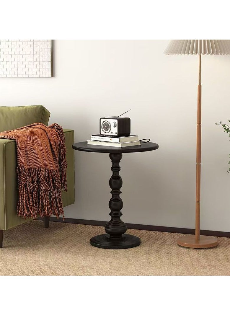 EXCLIFE - Black Nordic Sofa Side Cabinet Living Room Home Small Coffee Table Modern Minimalist Corner, Metal Iron Outdoor Round Table Weather Resistant Anti-Rust Outdoor End Table 52X40X40 cm - Image 1