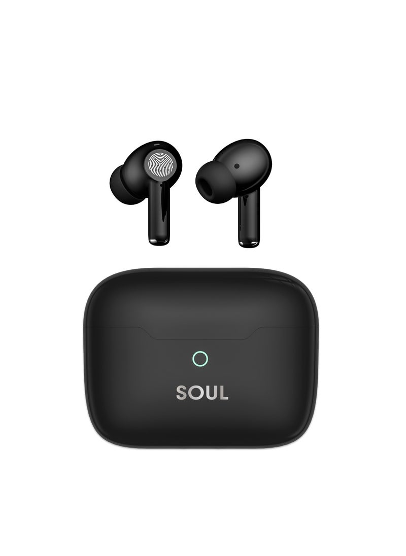 Xcell Xcell Soul15 ANC ENC True Wireless Earbuds | 22dB Active + Environmental Noise Cancelling, Ultra-Lightweight | 5Hr Playtime + 20Hr Backup | 11-Codec Support | Smart Touch for iPhone/Android – Black  - Image 3