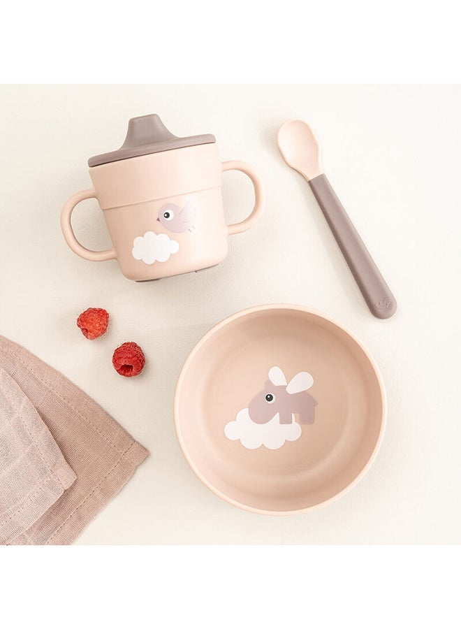 done by deer Foodie First Meal Set Happy Clouds Powder | Baby Bowl, Spoon  And  Mini Mug Set | Easy-Grip | Non-Slip Base | Durable  And  Dishwasher Safe - Image 4