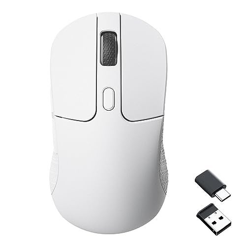 Keychron ماوس الألعاب اللاسلكي Keychron M3، ثلاثي الوضع 2.4 جيجاهرتز/بلوتوث 5.1/سلكي، مستشعر PixArt PAW 3395، 26000 DPI، إضاءة خلفية LED RGB، 79 جرام خفيف الوزن، زر ماكرو قابل للبرمجة لجهاز الكمبيوتر/ماك - أبيض - Image 1