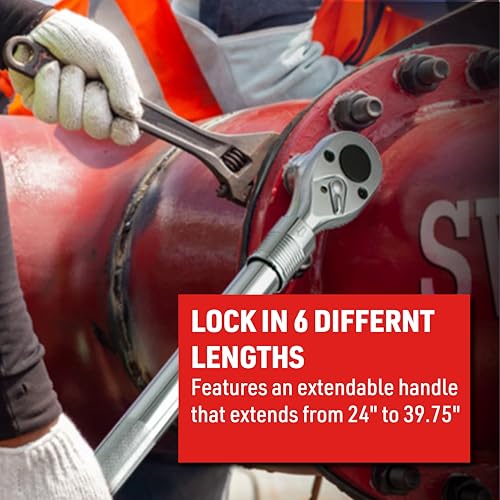 E-Z Red EZRED 3/4" Drive Extendable Ratchet with Reinforced Steel Telsecoping Locking Shaft - Image 2