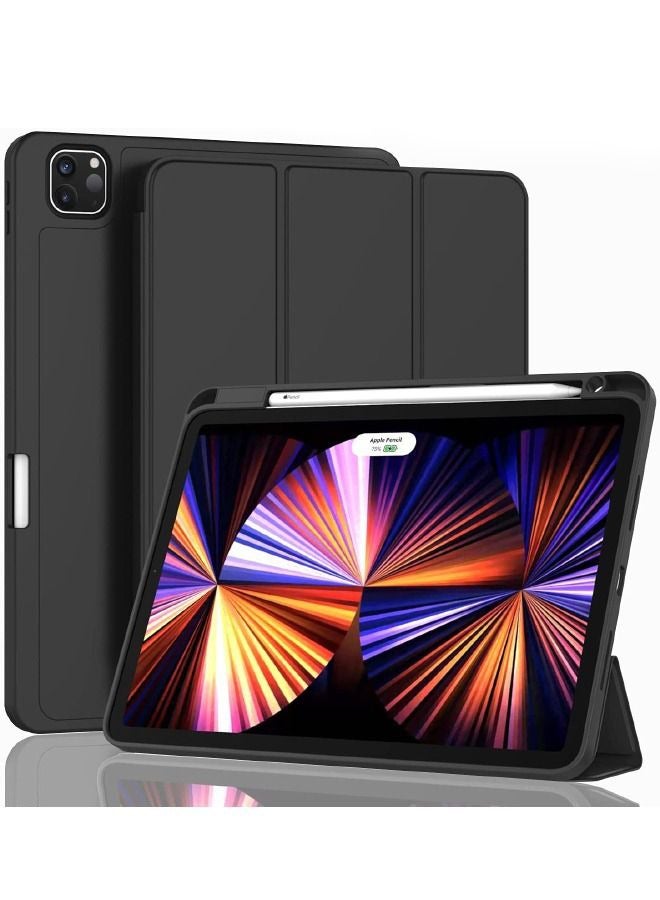 iPad Pro 11 Inch Case 2022(4th Gen)/2021(3rd Gen)/2020(2nd Gen) with Pencil Holder,Smart iPad Case, Support Touch ID and Auto Wake/Sleep, with Auto 2nd Gen Pencil Charging (Black) - Image 1