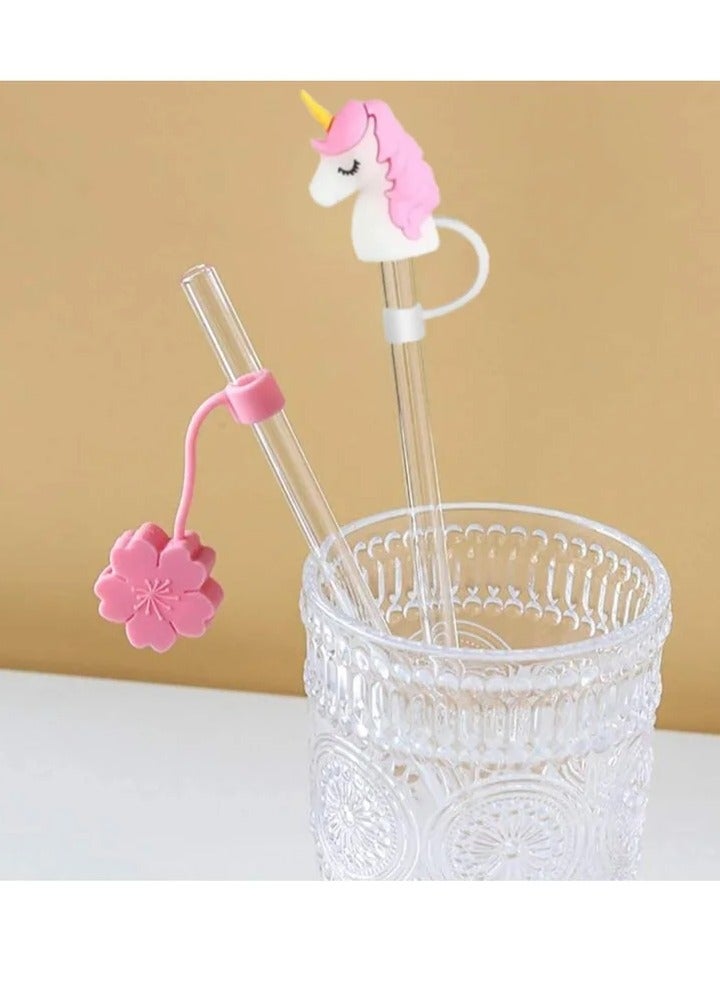Replacement Glass Straws With Cleaning Brush And Silicone Straw Cover Caps - Image 2