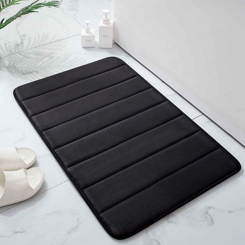 JOLYMIT Memory Foam Water Absorbent Mats Big Size Anti Slip Water Soaking Bath Mat for Rug Carpet Soft Comfortable to Wash 1 Pcs 40 X 60 CmBlack - Image 2