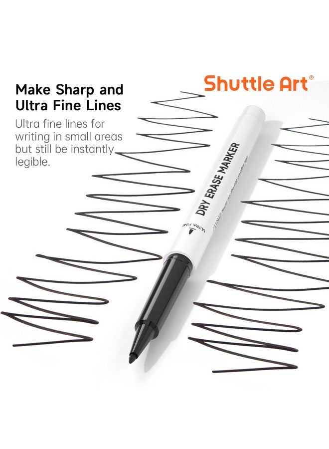 شاتل أرت أقلام تحديد قابلة للمسح الجاف من Shuttle Art Ultra Fine، عبوة من 15 قلم تحديد للسبورة البيضاء باللون الأسود مع قابلية للمسح، أقلام تحديد قابلة للمسح الجاف مثالية للكتابة على السبورة البيضاء، والألواح القابلة للمسح الجاف، والمرايا للمدرسة والمكتب والمنزل - Image 3