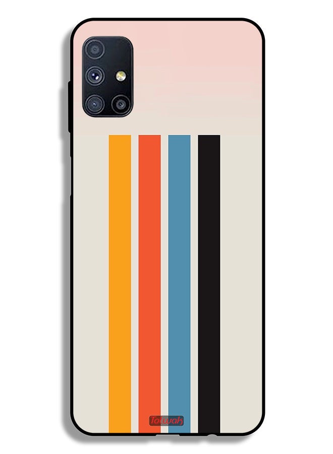 Tolwak Samsung Galaxy M51 Protective Case Cover Straight Lines Pattern - Image 2