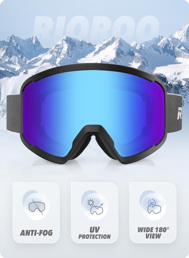 RIOROO Ski/Snowboard Goggles for Men Women, OTG Snow Goggles Anti Fog 100% UV Protection Snowboarding Goggles - Image 2