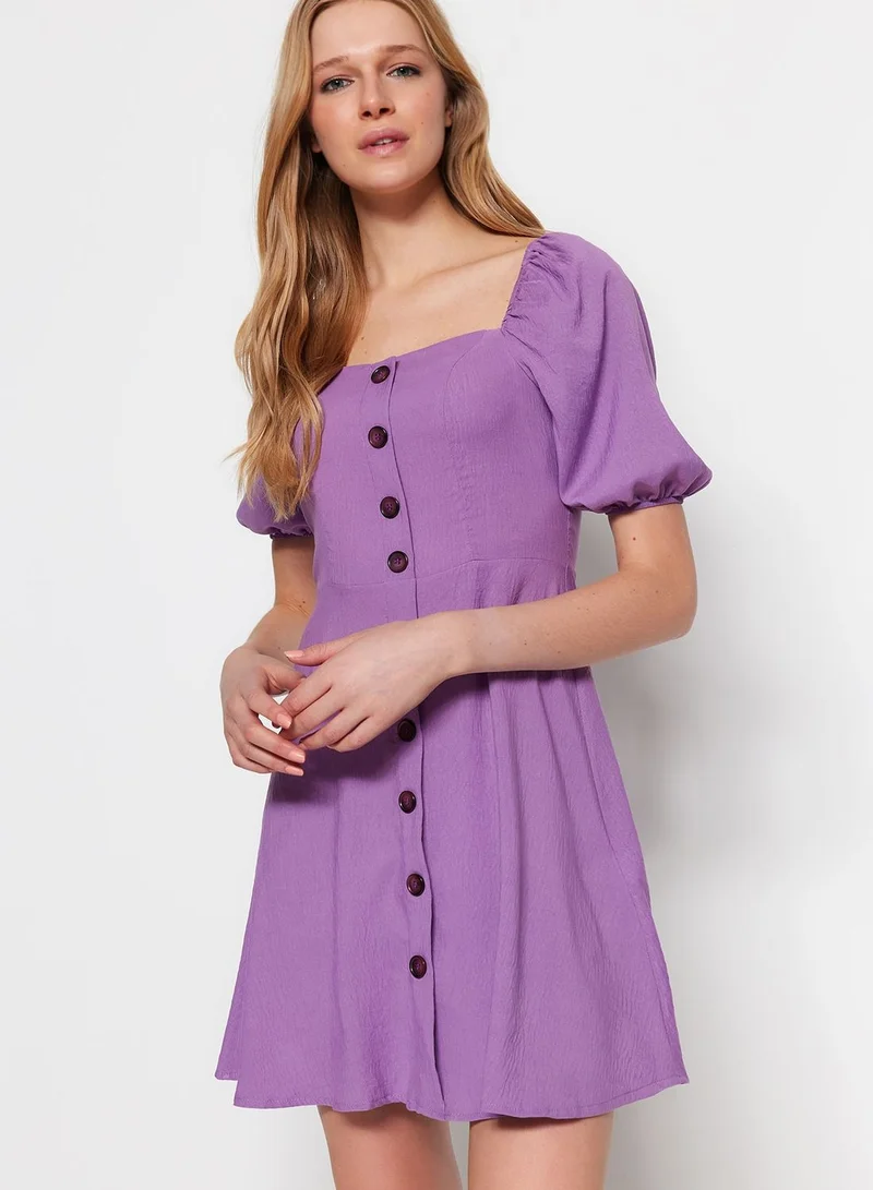 trendyol Button Detail Balloon Sleeve Dress