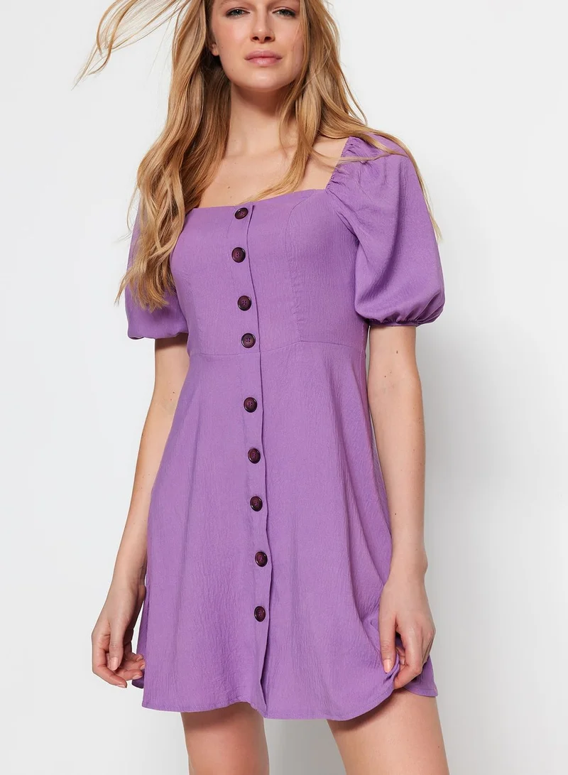 trendyol Button Detail Balloon Sleeve Dress