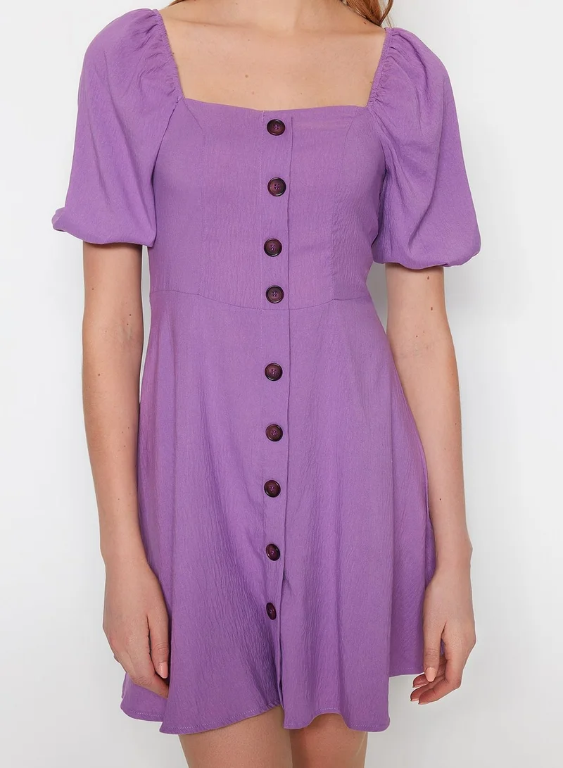 trendyol Button Detail Balloon Sleeve Dress