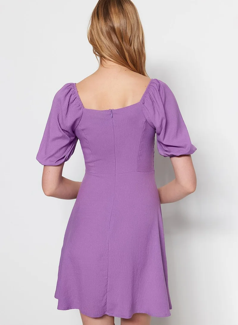 trendyol Button Detail Balloon Sleeve Dress