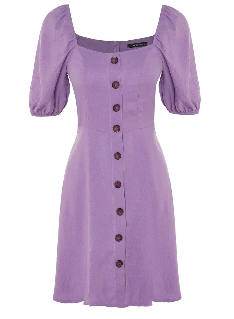 trendyol Button Detail Balloon Sleeve Dress