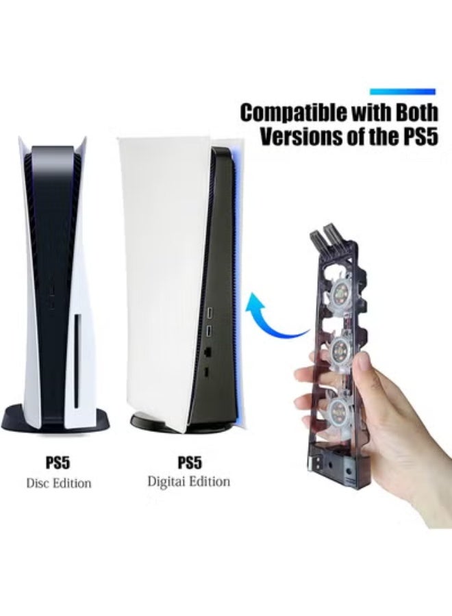 Chabeia PS5 Cooling Fan External USB Cooler with LED Light PS5 Console Cooling Fan with Extra USB Port for Sony Playstation 5 Digital Edition/Ultra HD Console - Image 2