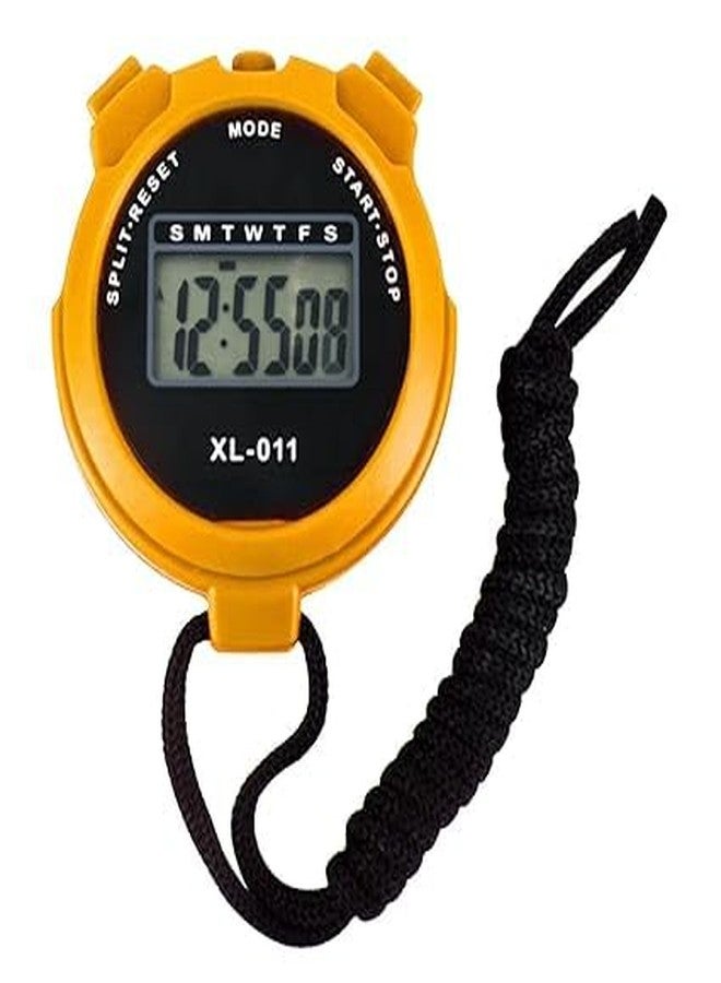 TOCINGO Digital Stopwatch Timer with LCD Display, Sports Timer with Lanyard, Split Time Function, 7cm x 6.5cm (Yellow) - Image 1
