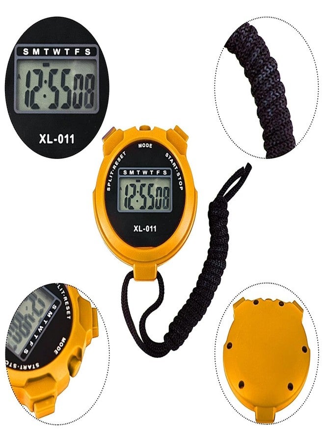 TOCINGO Digital Stopwatch Timer with LCD Display, Sports Timer with Lanyard, Split Time Function, 7cm x 6.5cm (Yellow) - Image 4