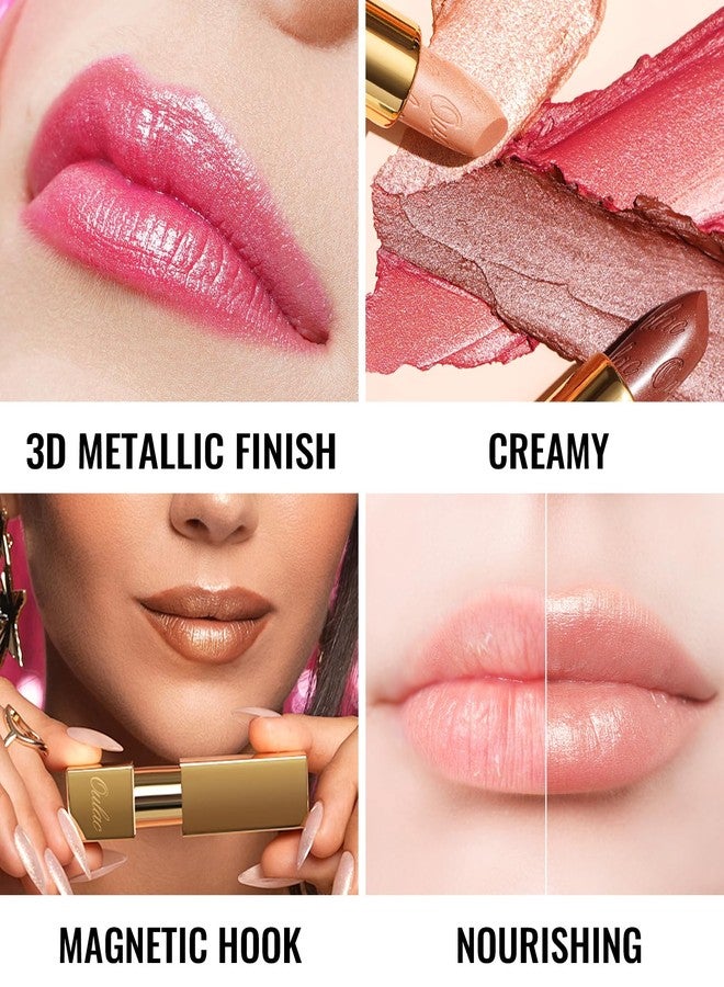OULAC Purple Metallic Glitter Lipstick, Violet Shine High Impact Lipcolor,Mauve Long Lasting Lip Stick, Soft and Ultra Moisture,Vegan & Cruelty-Free, Full-Coverage Lip Color 4.3 g/0.15 Velocity(15) - Image 3
