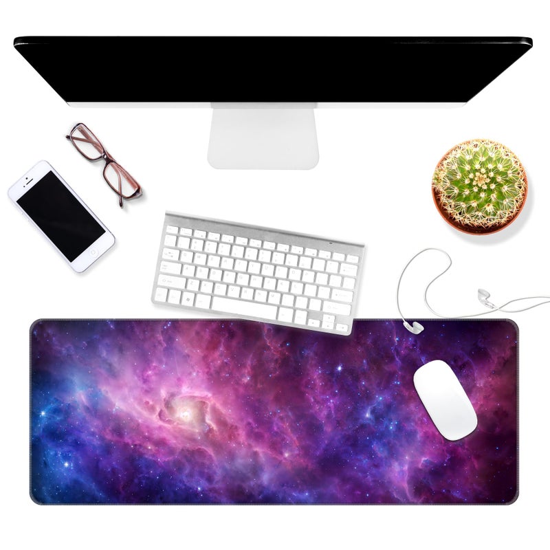 Dynippy Thin Extended Gaming Mouse Pad ï¼ˆ31.5 * 11.8 * 0.08 inchï¼‰ with Stitched Edges Large Mousepad Long XXL Keyboard and Mouse pad Desk Mat for Gaming Office & Home - Galaxy Nebula - Image 3