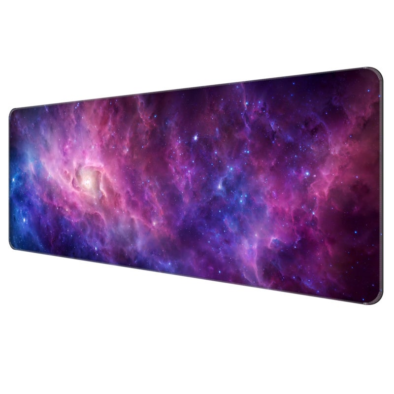 Dynippy Thin Extended Gaming Mouse Pad ï¼ˆ31.5 * 11.8 * 0.08 inchï¼‰ with Stitched Edges Large Mousepad Long XXL Keyboard and Mouse pad Desk Mat for Gaming Office & Home - Galaxy Nebula - Image 1
