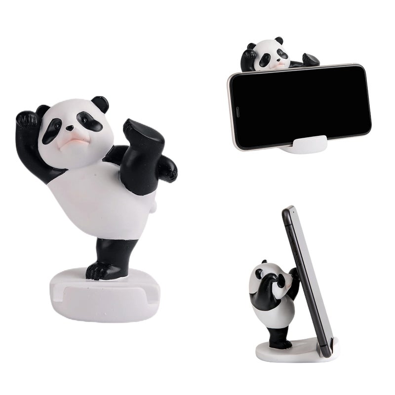 Stellar Panda Kawaii Phone Stand for Desk,Adjustable Compatible with Smartphones and Tablets,Cute Panda Smartphone Stand,Kawaii Room Decor Aesthetic (Black) - Image 1
