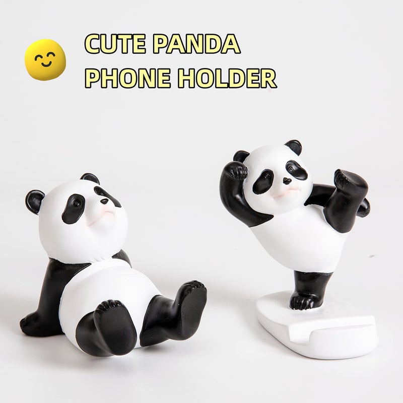 Stellar Panda Kawaii Phone Stand for Desk,Adjustable Compatible with Smartphones and Tablets,Cute Panda Smartphone Stand,Kawaii Room Decor Aesthetic (Black) - Image 3