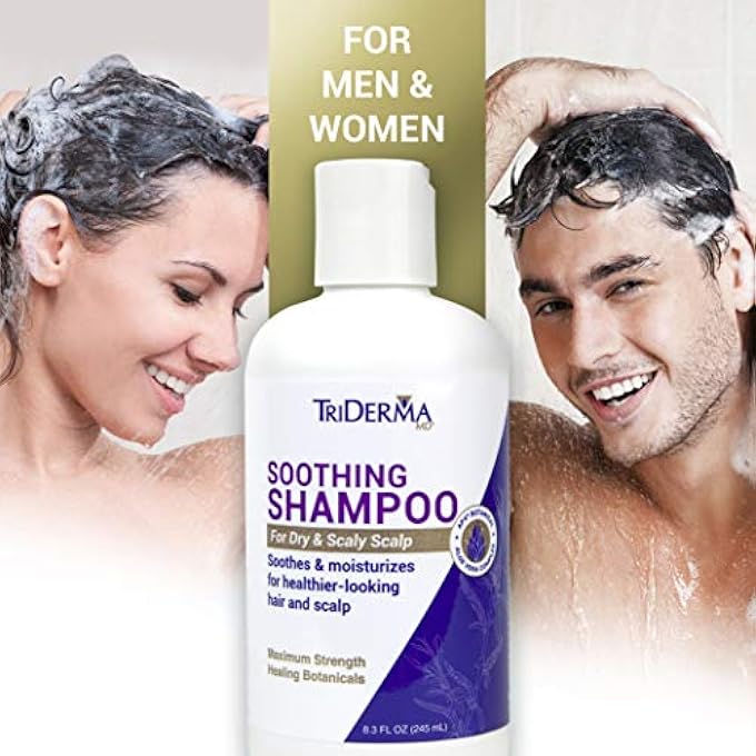 TriDerma SOOTHING SHAMPOO FOR DRY AND SCALY SCALP, MEDICAL STRENGTH, COAL TAR FREE, ALL HAIR TYPES, DYED HAIR, 8.3OZ - Image 2