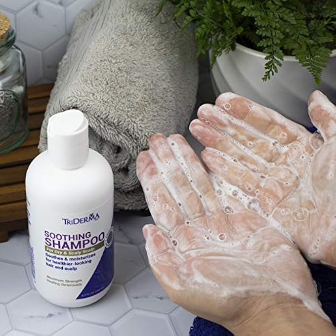 TriDerma SOOTHING SHAMPOO FOR DRY AND SCALY SCALP, MEDICAL STRENGTH, COAL TAR FREE, ALL HAIR TYPES, DYED HAIR, 8.3OZ - Image 3