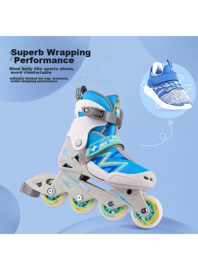 M-cro Children's Roller Skates For Boys And Girls, Inline Skating, Adjustable, Suitable For Primary And Secondary School Students, Mega Blue Package, Size S - Image 5