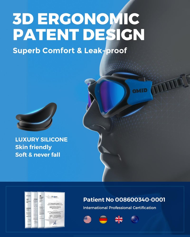 OMID Swim Goggles, P2 Polarized Swimming Goggles for Men Anti-fog Goggles Swimming for Adult Women - Image 4