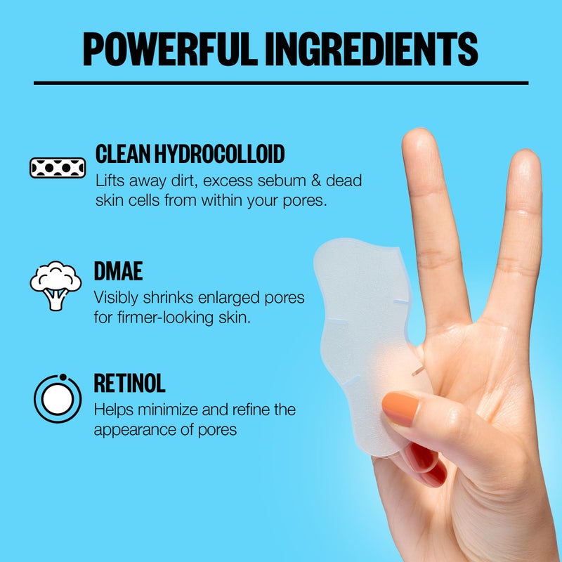 PEACE OUT Skincare Pore Minimizing Strips, Hydrocolloid Pore-Refining Nose and Face Strips with Retinol & Vitamin A to Shrink Enlarged Pores and Remove Blackheads (4 pore and 4 nose strips) - Image 5