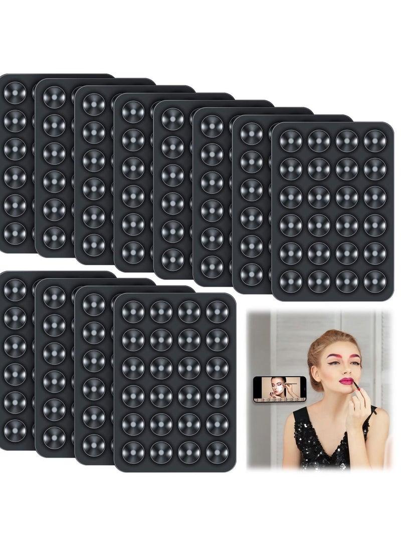 Captaintech 12 Pcs Phone Suction Mat, Non Slip Phone Suction Cup Mat, Adhesive Phone Accessory Holder, Suitable for Home Kitchen Mirror Bathroom (Black) - Image 1