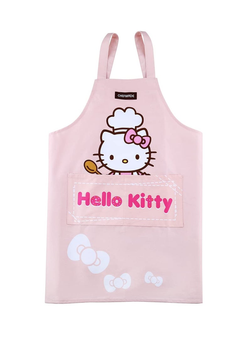 شيف ميد فستان هالو كيتي من القطن بنسبة 100٪ بظهر متقاطع قابل للتعديل مع جيوب 2 مآزر المطبخ - Image 1